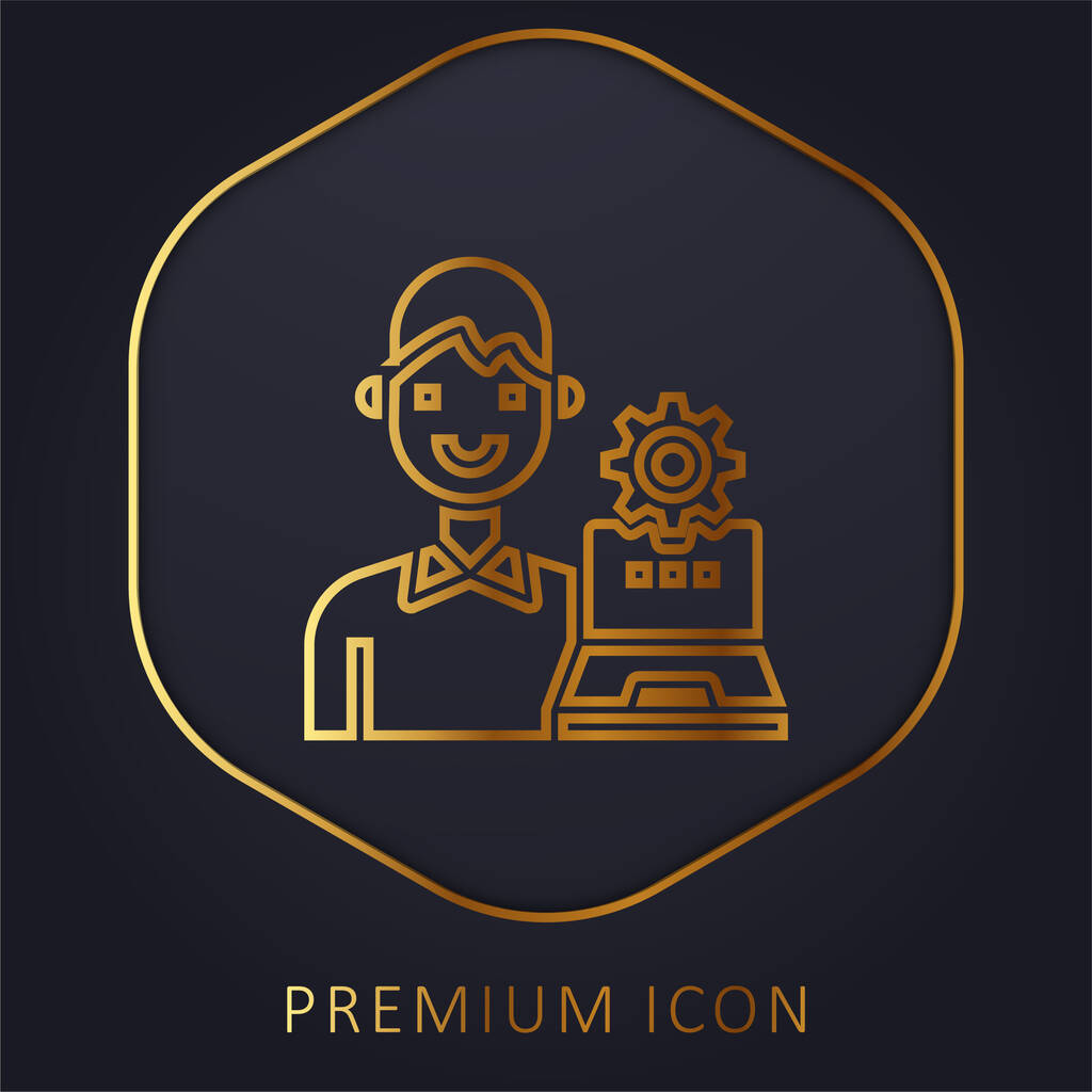 Admin línea de oro logotipo premium o icono - Vector, imagen