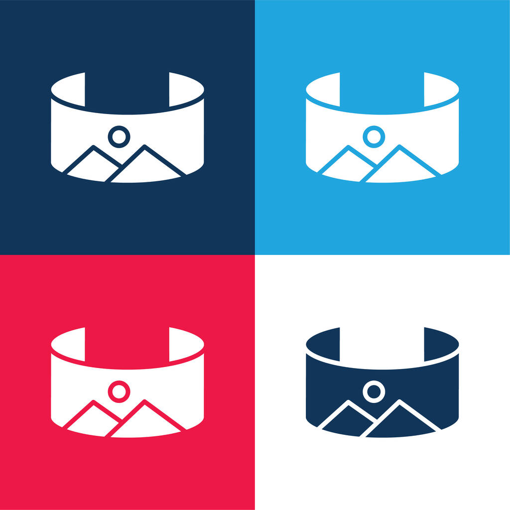 360 Image blue and red four color minimal icon set - Vector, Image