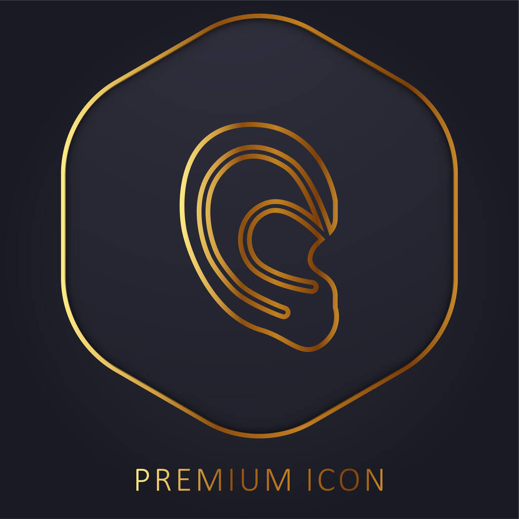 Big Ear złote logo linii premium lub ikona - Wektor, obraz