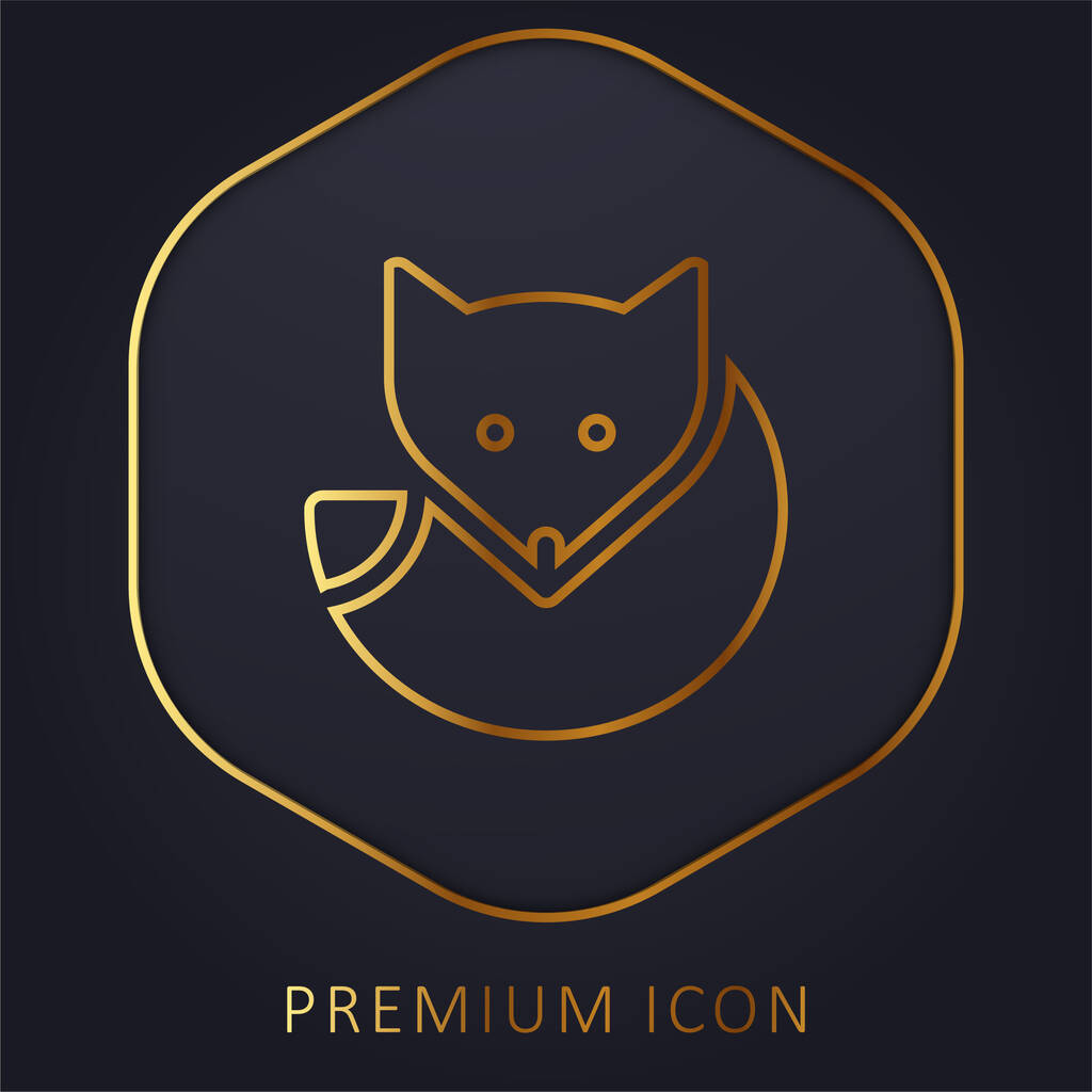 Arctic Fox golden line premium logo or icon - Vector, Image