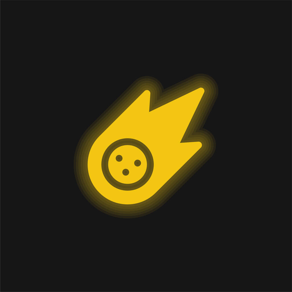 Aszteroid sárga izzó neon ikon - Vektor, kép