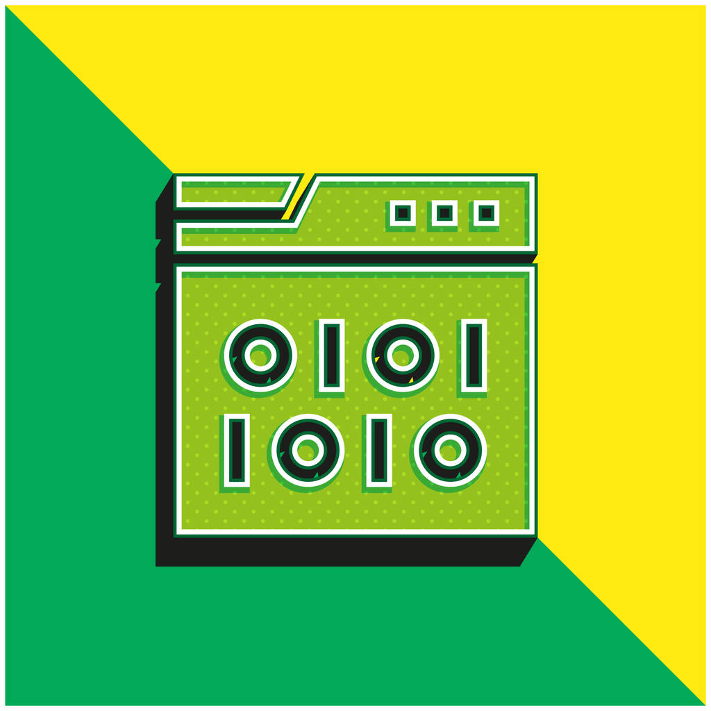 Binary Code Vihreä ja keltainen moderni 3d vektori kuvake logo - Vektori, kuva