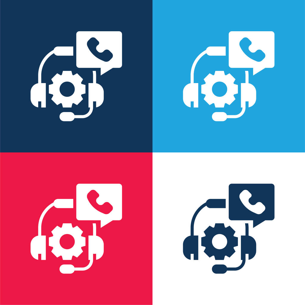 Porady niebieski i czerwony zestaw czterech kolorów minimalny zestaw ikon - Wektor, obraz