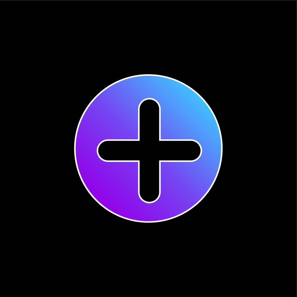 Προσθήκη κουμπιού με σύμβολο Plus σε ένα μαύρο κύκλο μπλε διάνυσμα κλίση εικονίδιο - Διάνυσμα, εικόνα