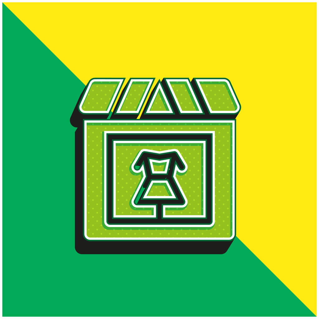Boutique Zöld és sárga modern 3D vektor ikon logó - Vektor, kép