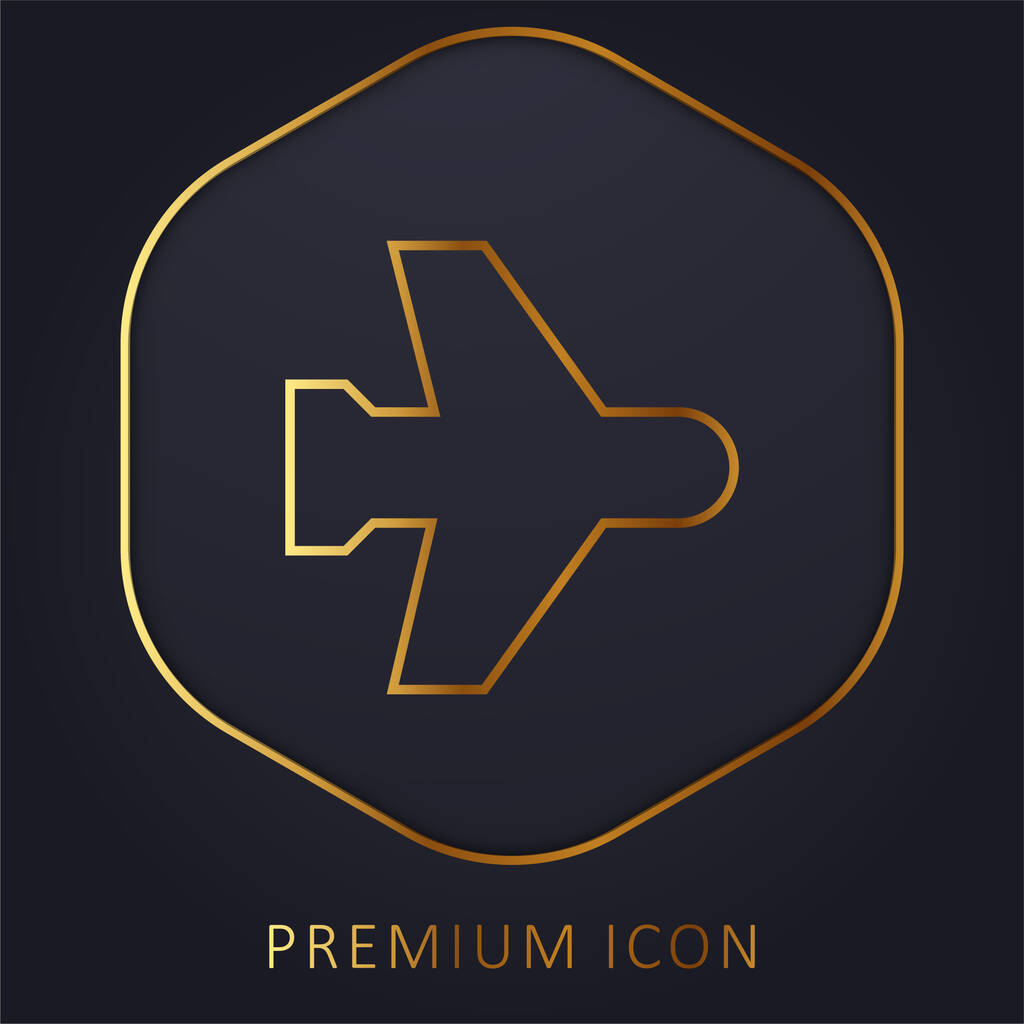 Airplane Mode golden line premium logo or icon - Vector, Image