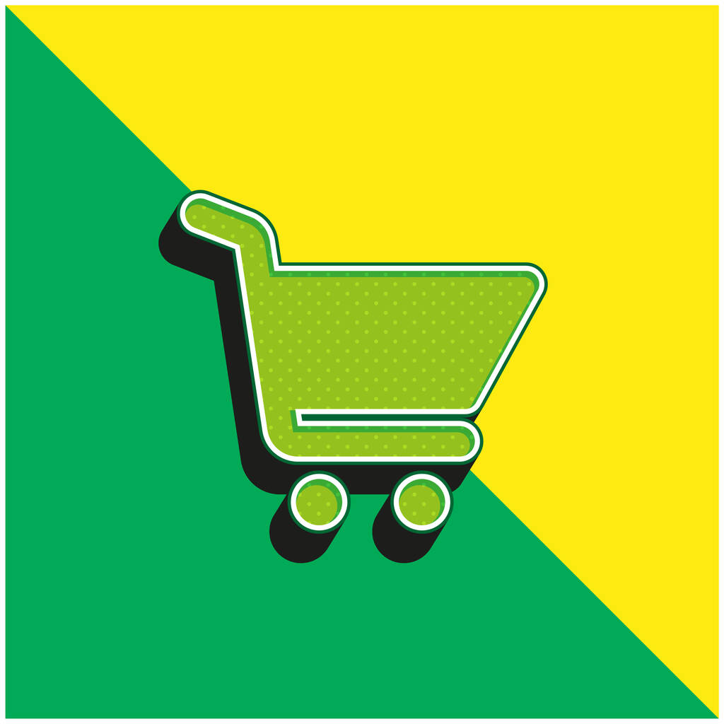 Nagy bevásárlókosár Zöld és sárga modern 3D vektor ikon logó - Vektor, kép