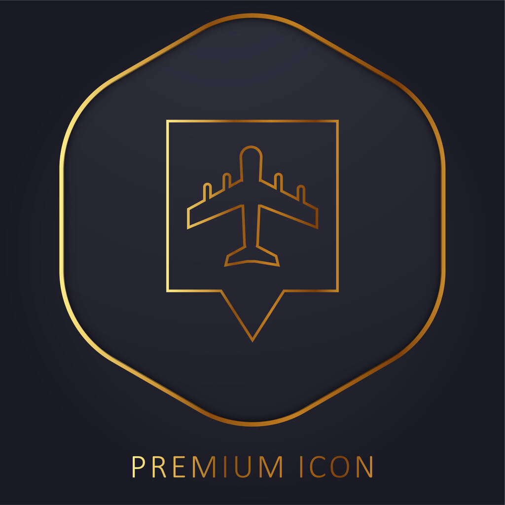 Aeropuerto Pin línea dorada logotipo premium o icono - Vector, imagen