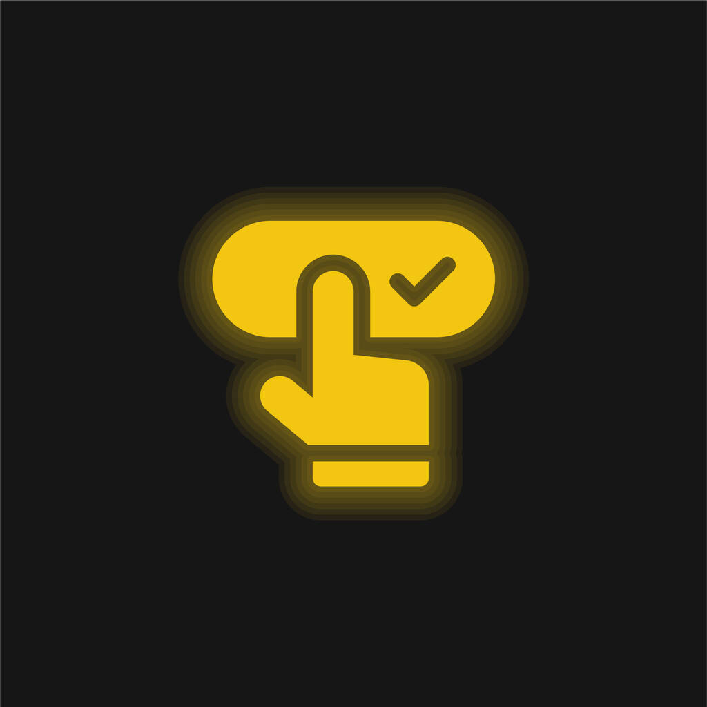 Rezerwacja żółta świecąca neon ikona - Wektor, obraz