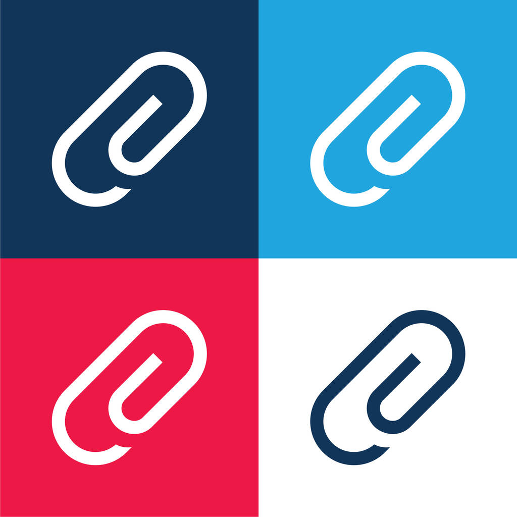 添付図面インターフェイス紙クリップのシンボル青と赤の4色の最小アイコンセット - ベクター画像