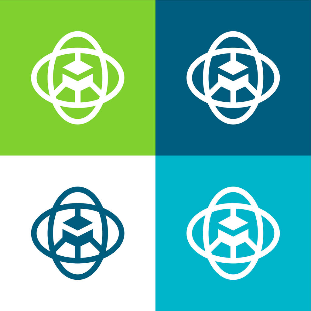 Ensemble d'icônes minimal plat à quatre couleurs 360 degrés - Vecteur, image