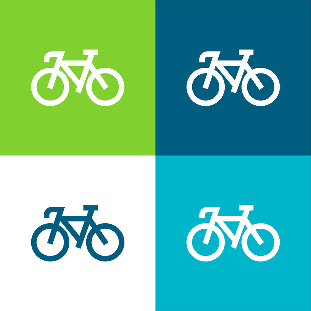 Bike Flat čtyři barvy minimální ikona nastavena - Vektor, obrázek