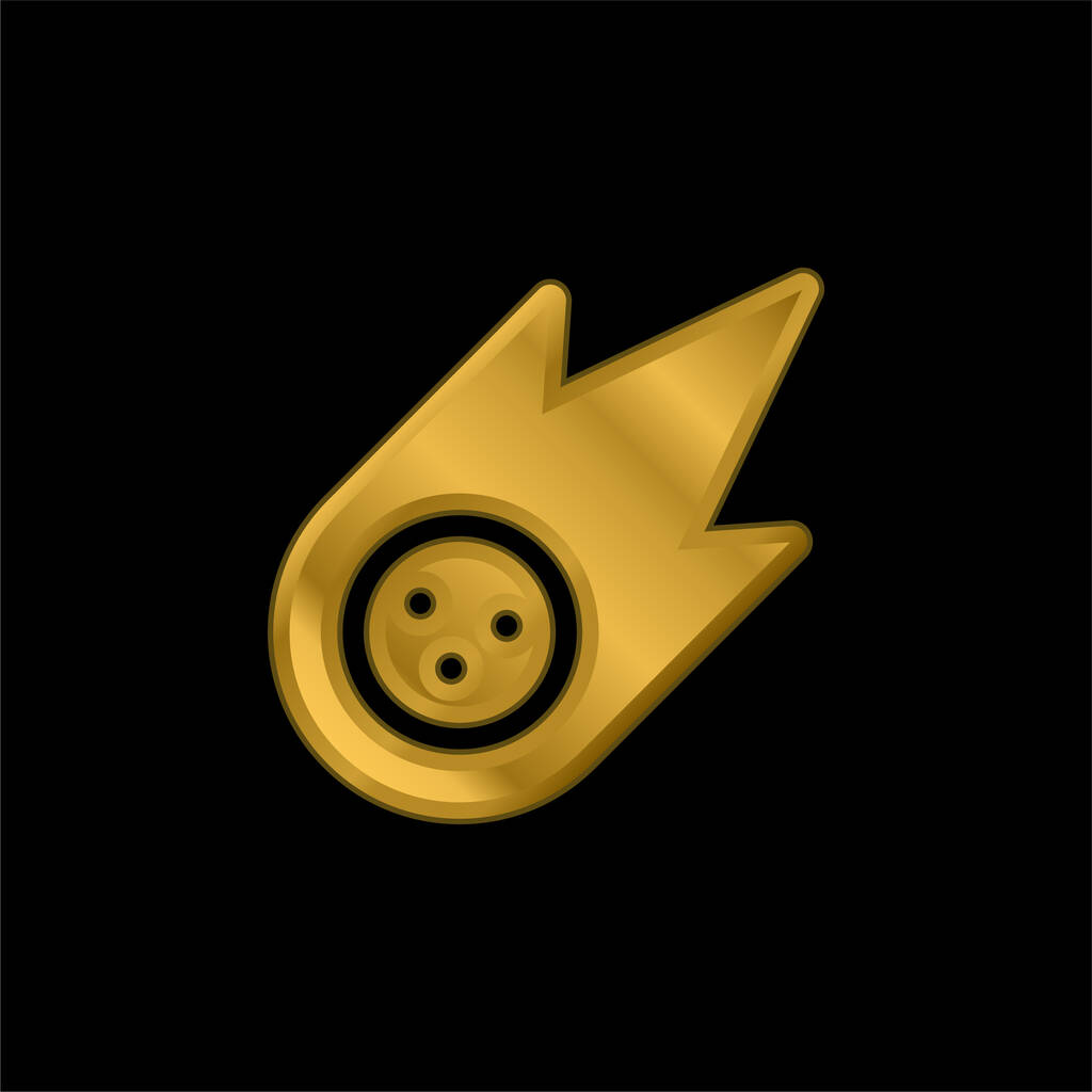 Asteróide banhado a ouro ícone metálico ou vetor logotipo - Vetor, Imagem
