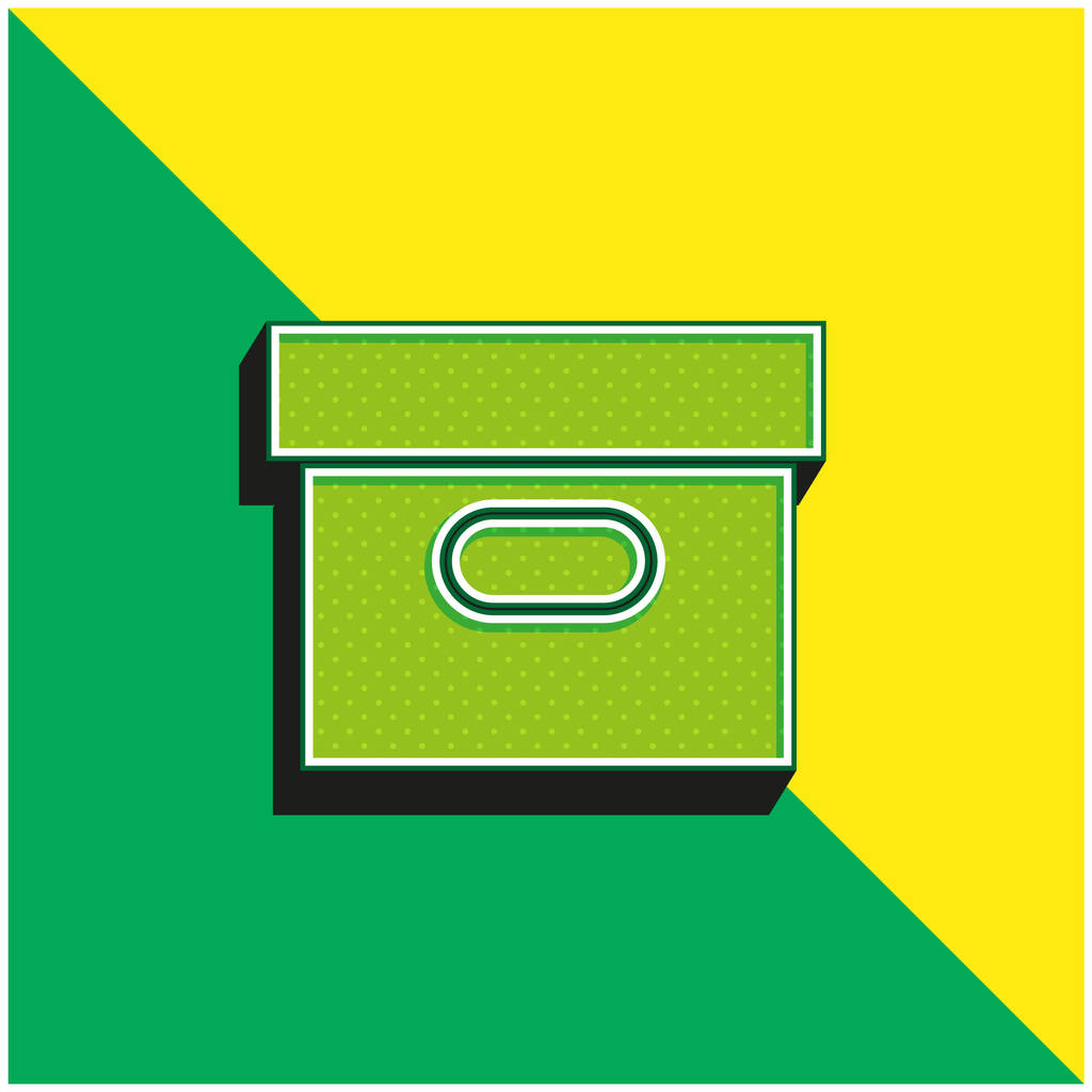 Коробка Современный трехмерный векторный логотип зеленого и желтого цвета - Вектор,изображение