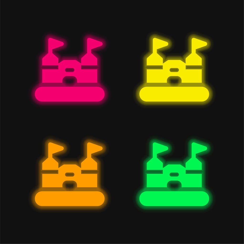 Bouncy Castle четырехцветный светящийся неоновый вектор - Вектор,изображение
