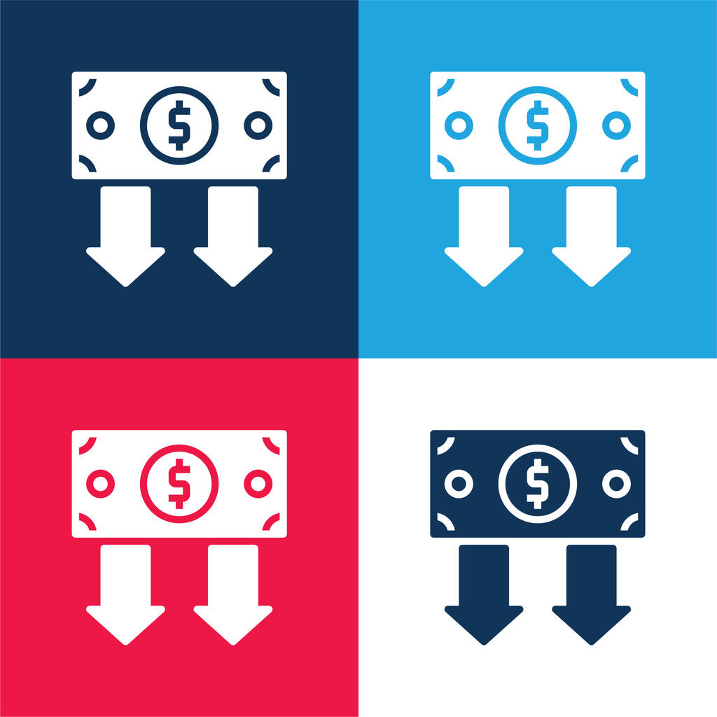 Bond blue and red four color minimal icon set - Vector, Image