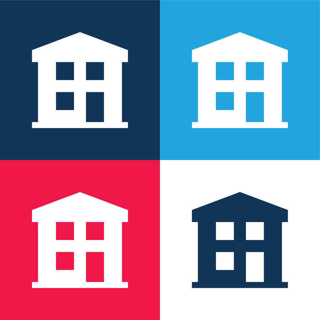 Wohnung blau und rot vier Farben minimales Symbol-Set - Vektor, Bild