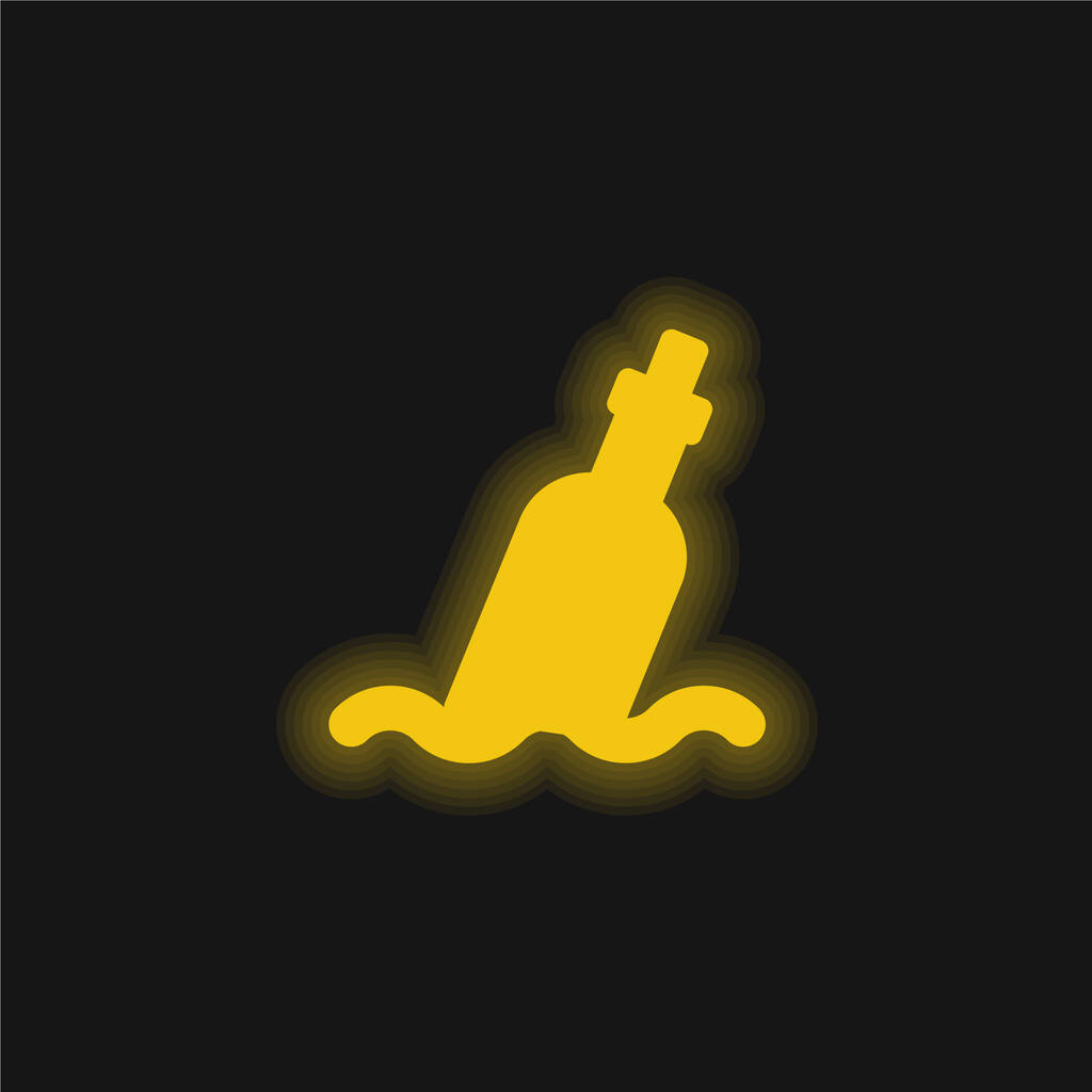Bouteille jaune brillant icône néon - Vecteur, image