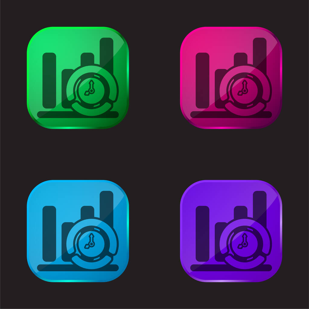 Analýza ikony tlačítka čtyři barvy skla - Vektor, obrázek
