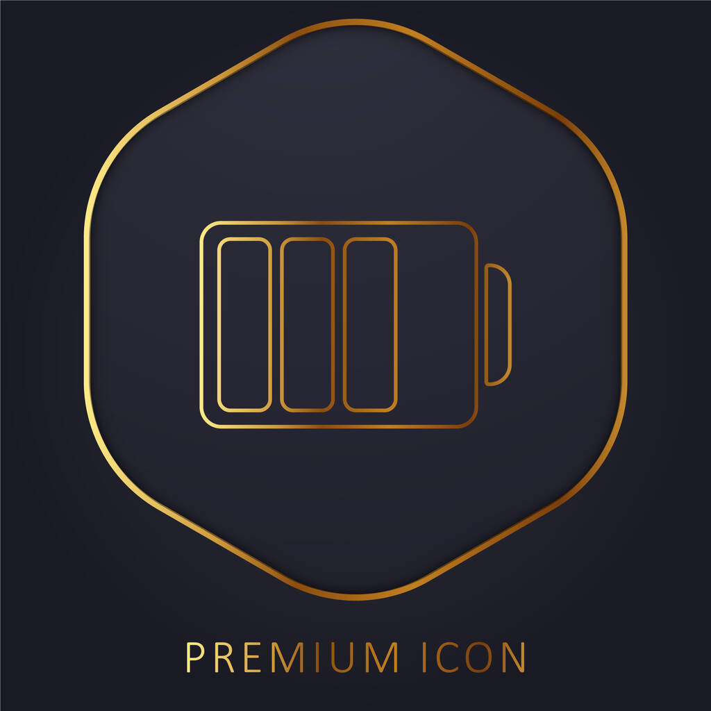 Battery Status With Three Quarters Charged golden line premium logo or icon - Vector, Image