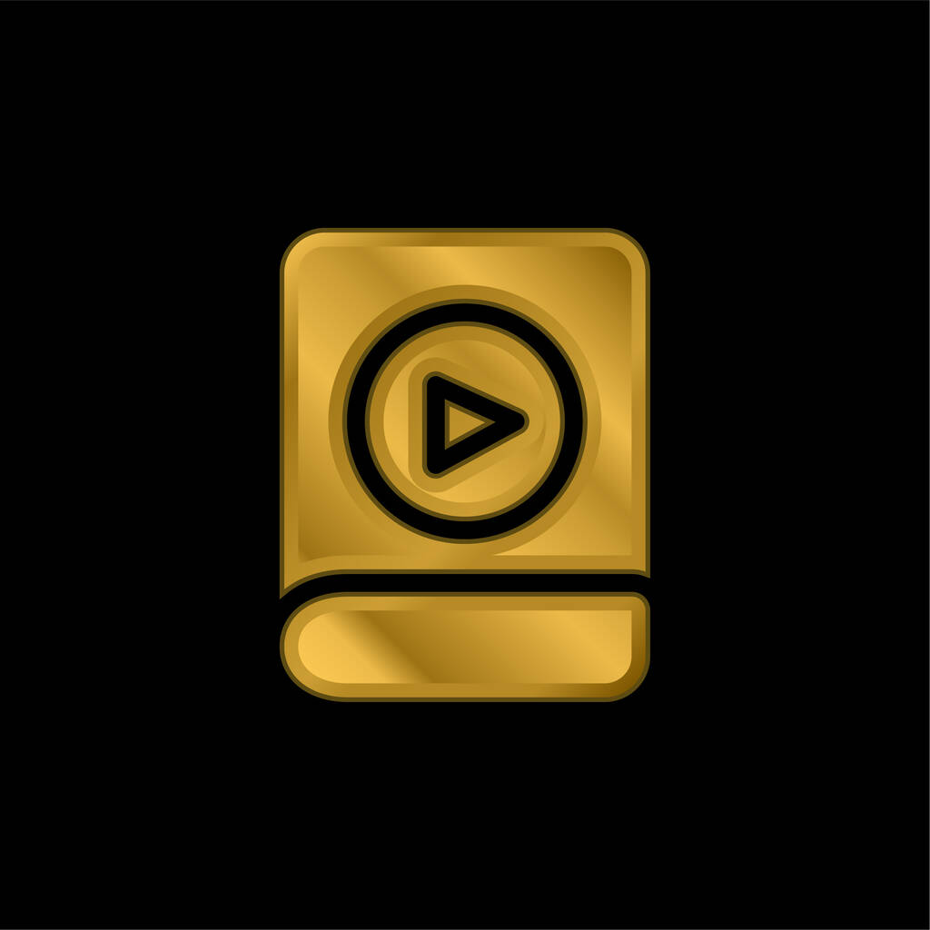 Audiobook gold plated metalic icon or logo vector - Vector, Image