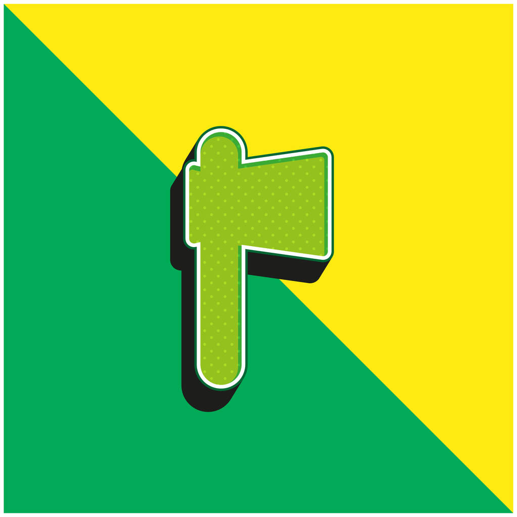 Battle Axe Groen en geel modern 3D vector icoon logo - Vector, afbeelding