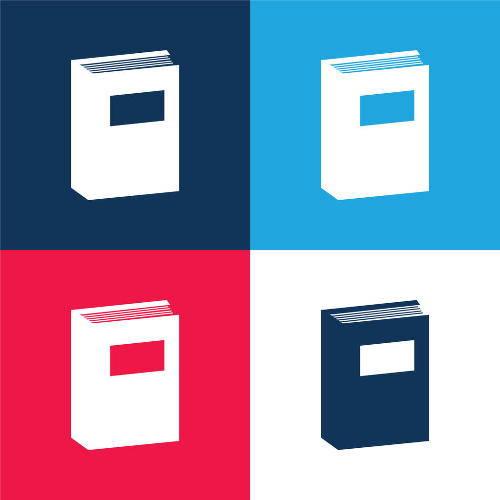 Book Education Tool blau und rot vier Farben minimalen Symbolsatz - Vektor, Bild