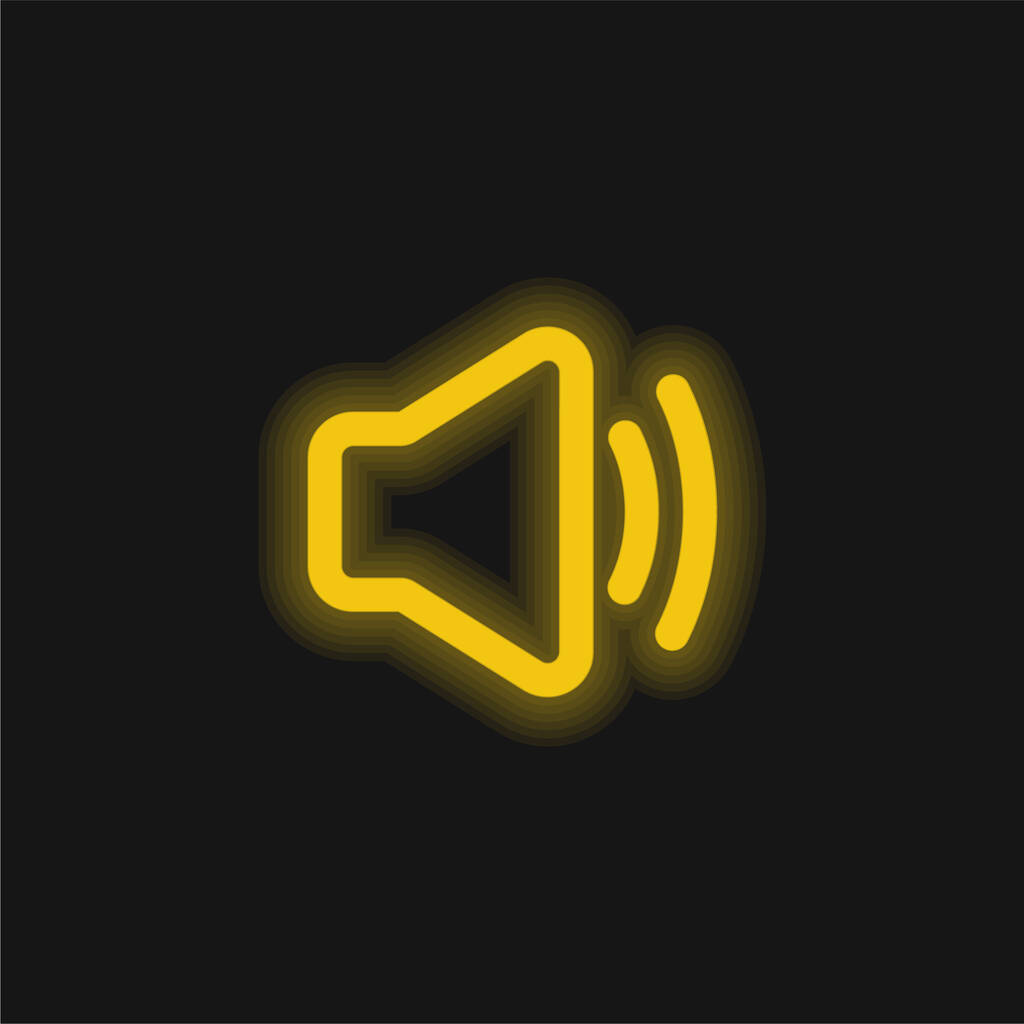 黄色の輝くネオンアイコンのオーディオ - ベクター画像