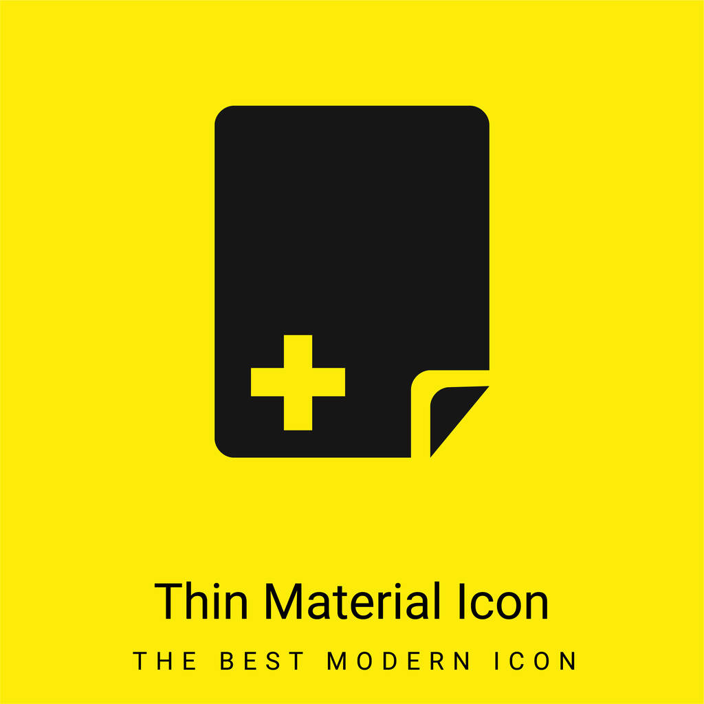 Añadir Documento mínimo material amarillo brillante icono - Vector, imagen