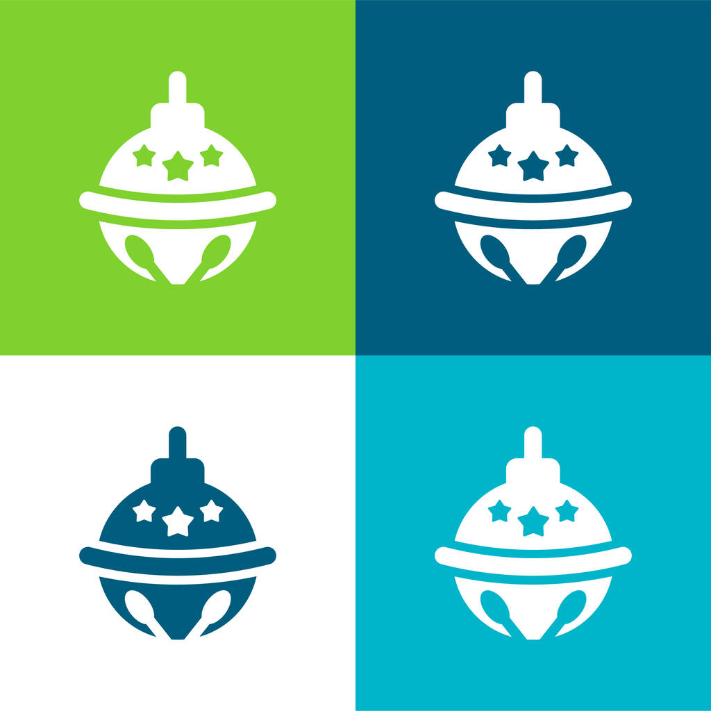 Bauble Flat conjunto de iconos mínimo de cuatro colores - Vector, imagen