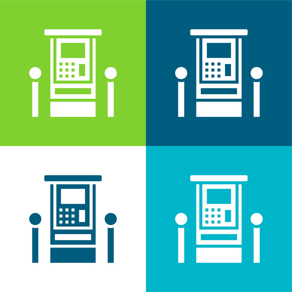 ATM Conjunto de ícones mínimos de quatro cores plano - Vetor, Imagem