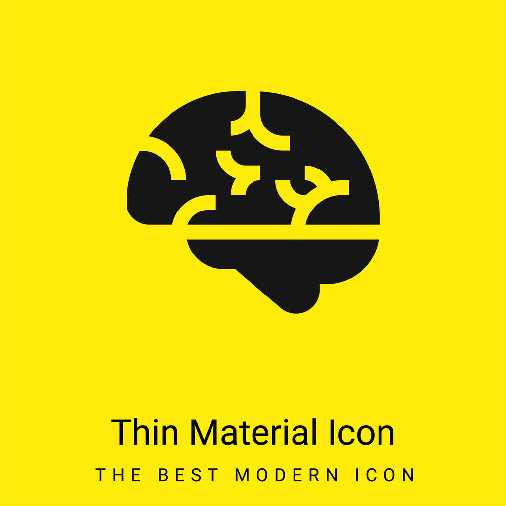 Cerebro mínimo icono de material amarillo brillante - Vector, Imagen