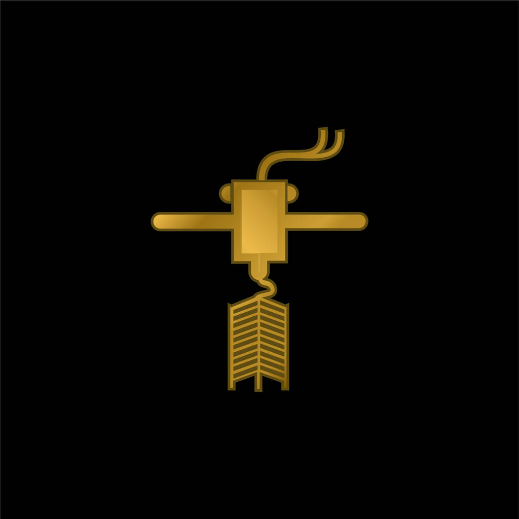 Druk 3D Coś złoconego metaliczna ikona lub wektor logo - Wektor, obraz