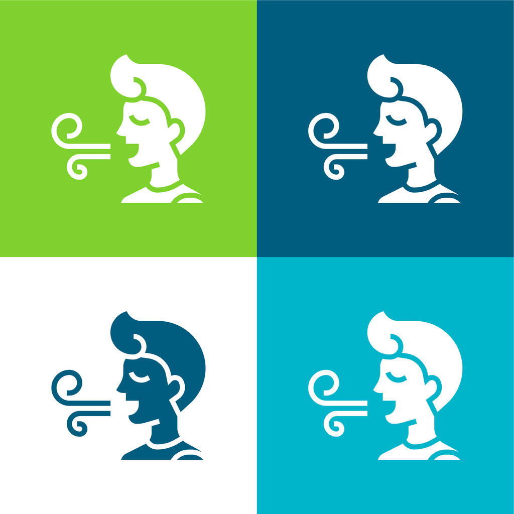 Bad Breath Plano de quatro cores conjunto de ícones mínimos - Vetor, Imagem