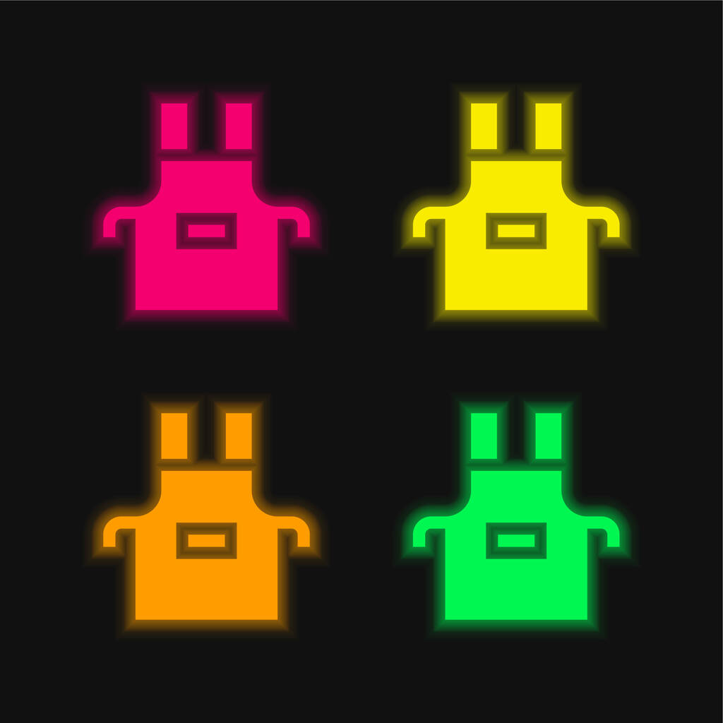 Фартух чотирикольоровий світиться неоновий вектор значок
 - Вектор, зображення