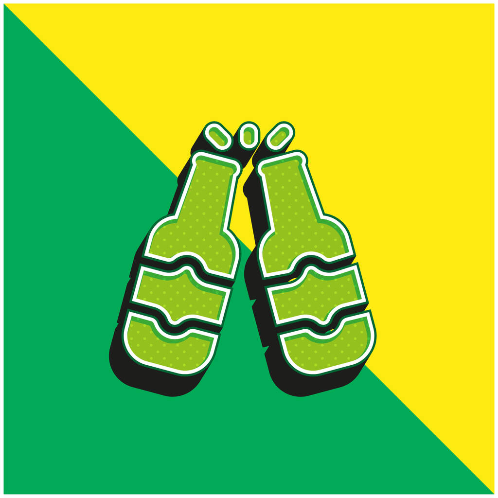 Garrafa de cerveja Verde e amarelo moderno logotipo vetor 3d ícone - Vetor, Imagem