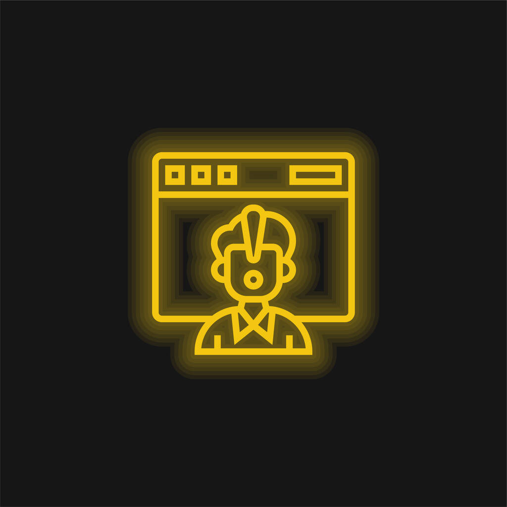 Acesso Negado ícone de néon brilhante amarelo - Vetor, Imagem