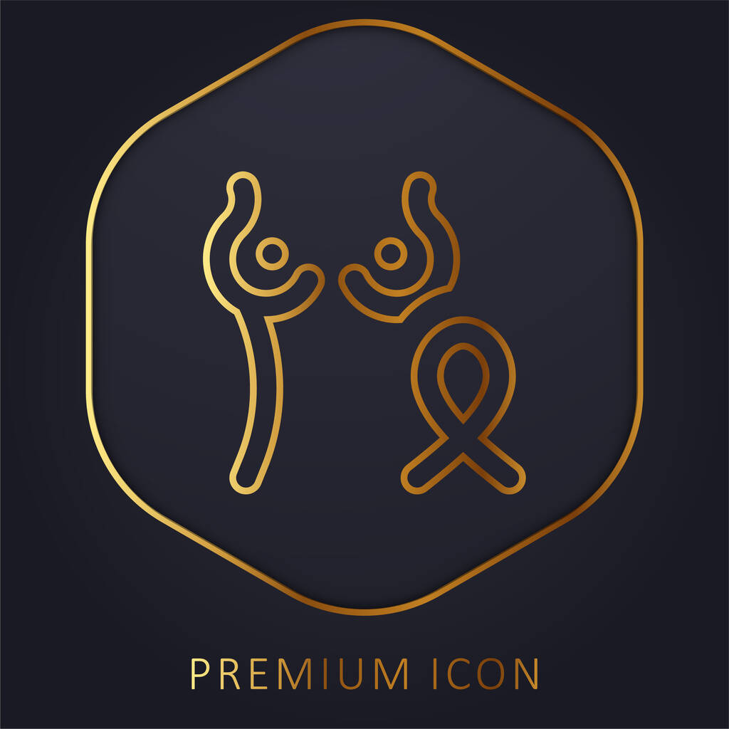 Breast Cancer golden line premium logo or icon - Vector, Image