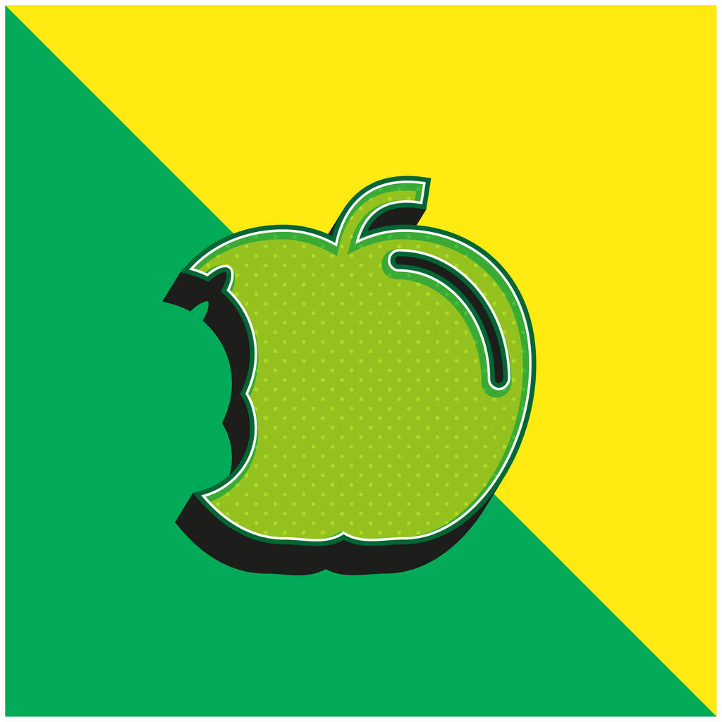 Apple With Big Bite Green and yellow modern 3d vector icon - Вектор, зображення