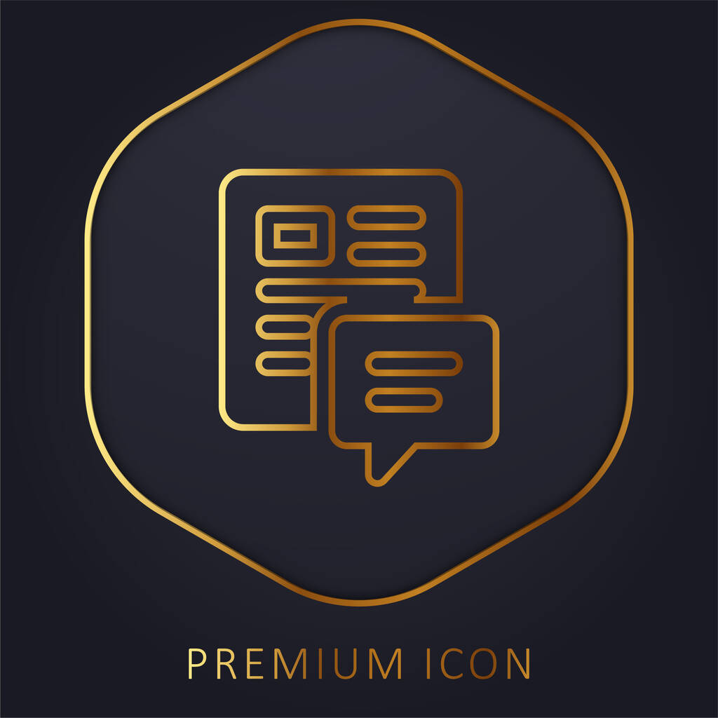 Blog linha dourada logotipo premium ou ícone - Vetor, Imagem