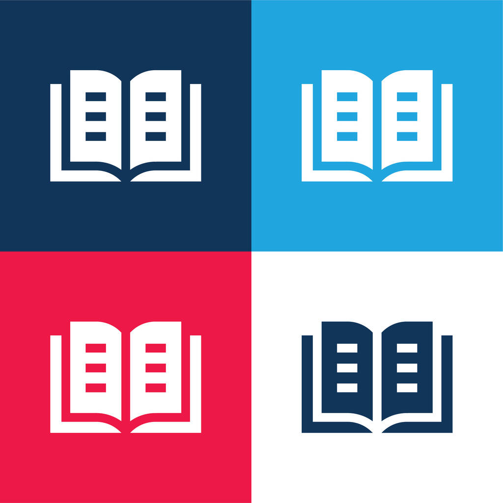 Kniha modrá a červená čtyři barvy minimální ikona nastavena - Vektor, obrázek