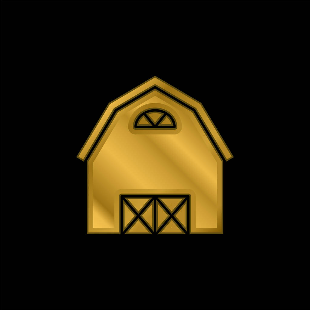 Celeiro banhado a ouro ícone metálico ou vetor logotipo - Vetor, Imagem