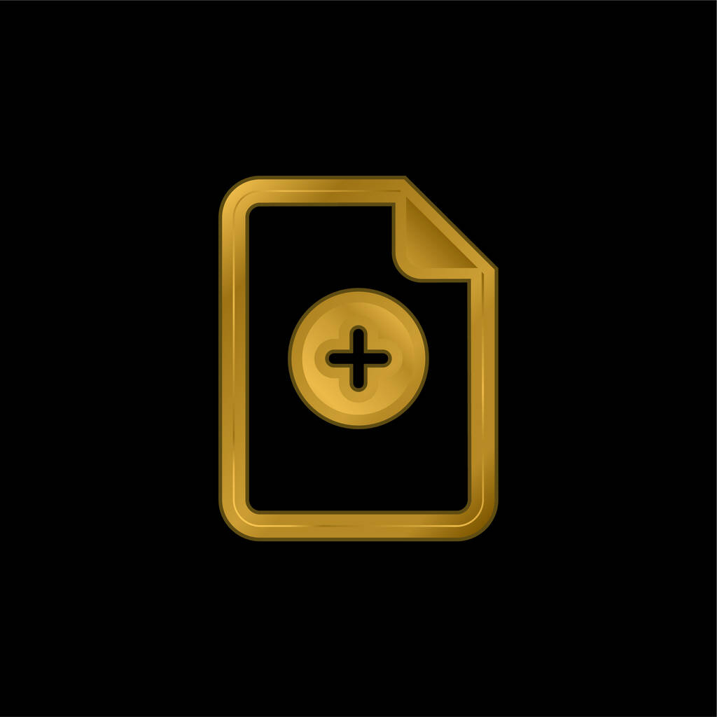 Add File gold plated metalic icon or logo vector - Vector, Image