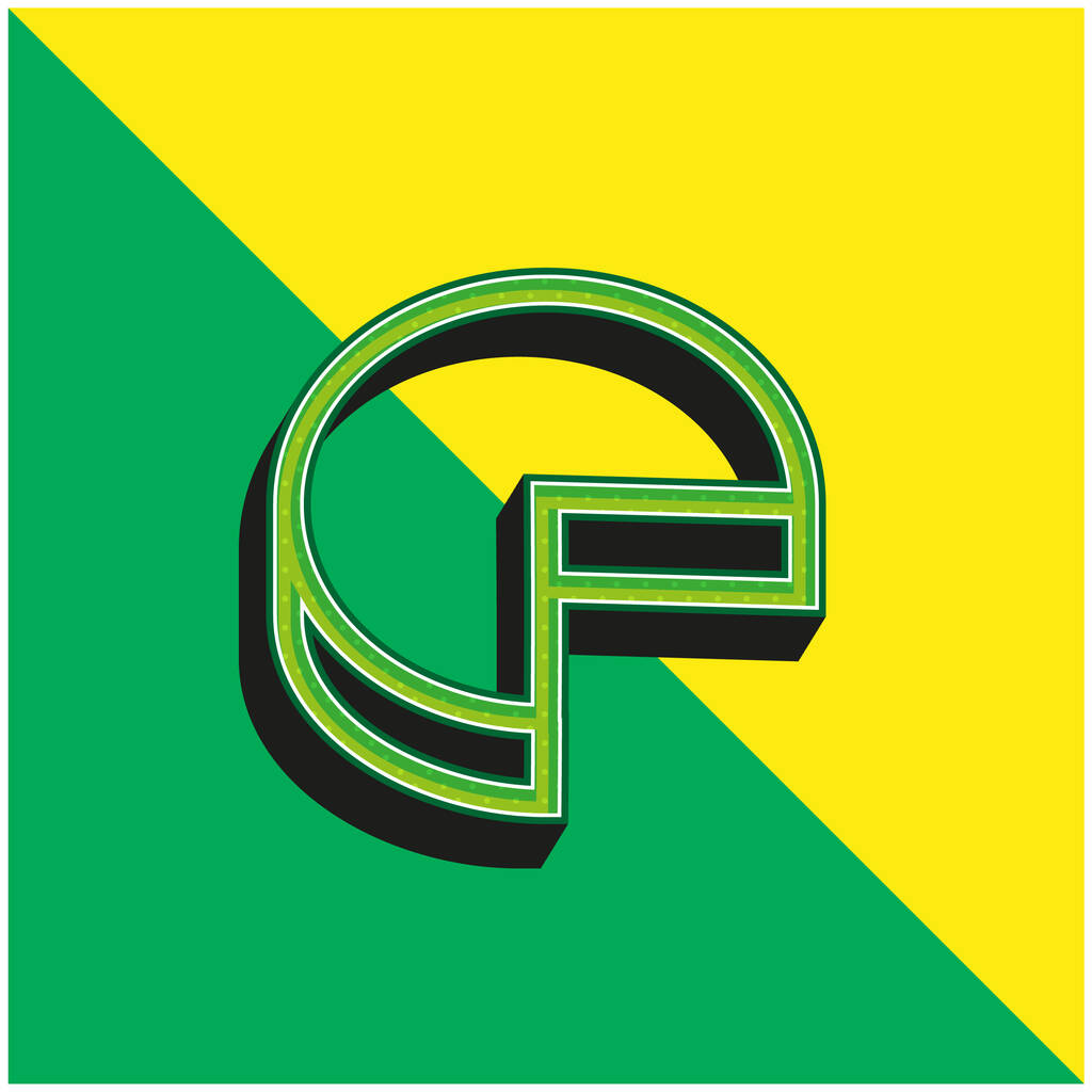 3D Пирог графический без четверти часть Контур Символ Зеленый и желтый современный 3D-векторный значок логотип - Вектор,изображение