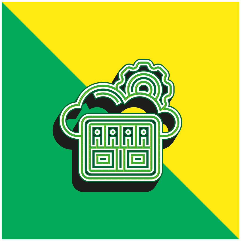 Big Data Zöld és sárga modern 3D vektor ikon logó - Vektor, kép