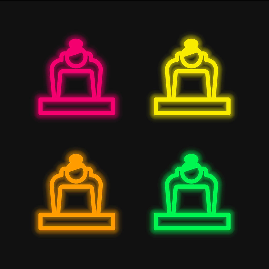 Szef cztery kolor świecący neon wektor ikona - Wektor, obraz