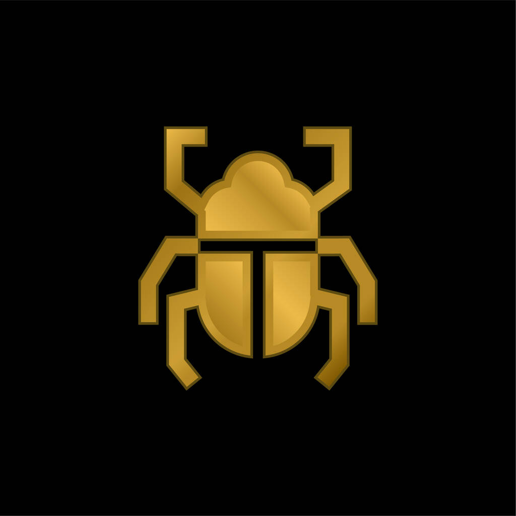 Beetle gold plated metalic icon or logo vector - Vector, Image