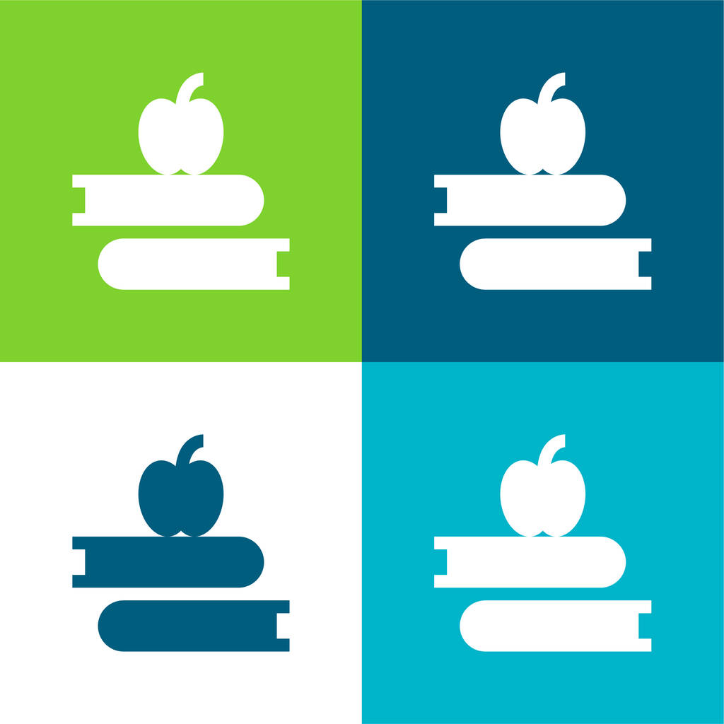 Könyvek Lapos négy szín minimális ikon készlet - Vektor, kép