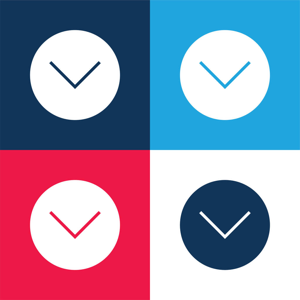 Arrow Facing Down blue and red four color minimal icon set - Vector, Image