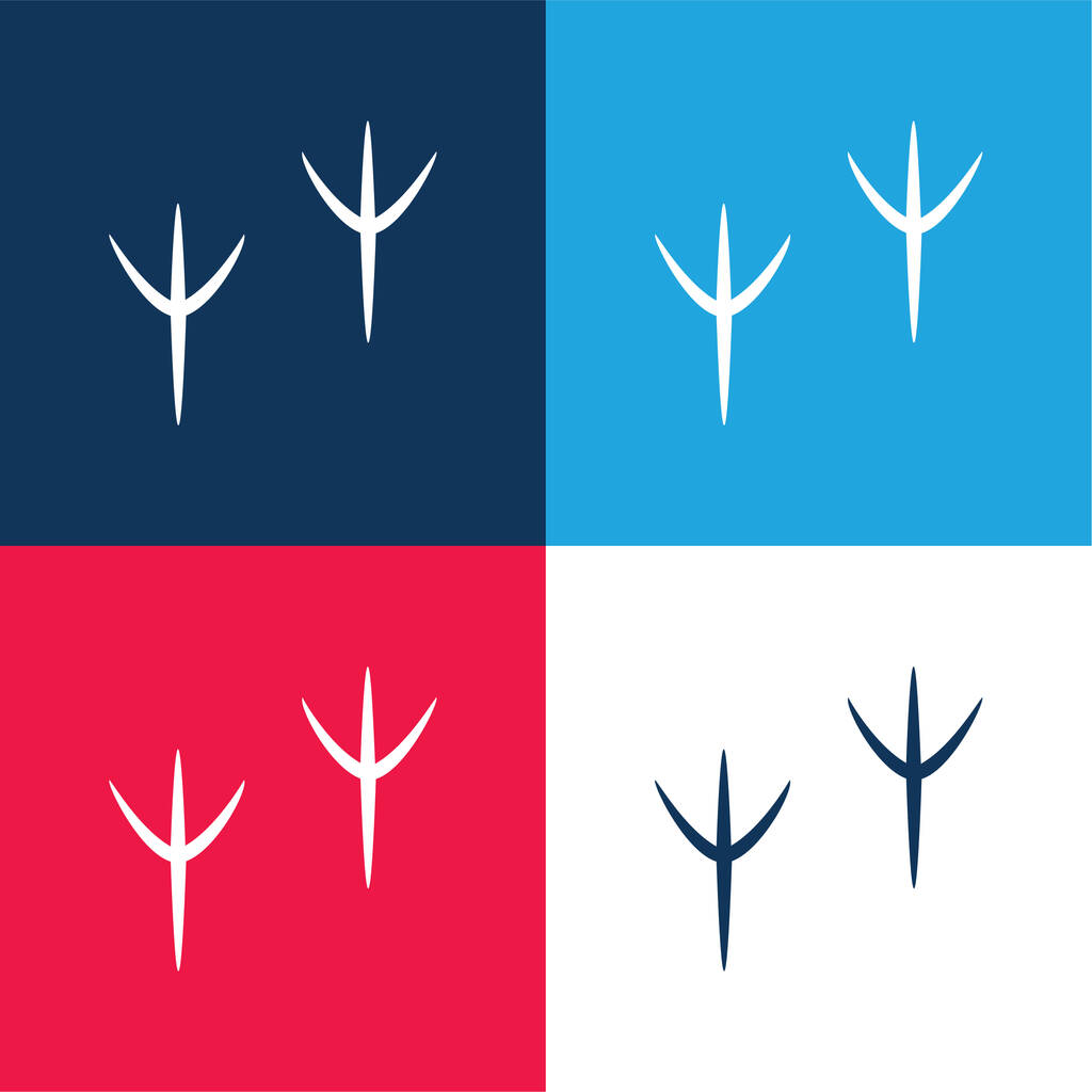Madár kék és piros négy szín minimális ikon készlet - Vektor, kép